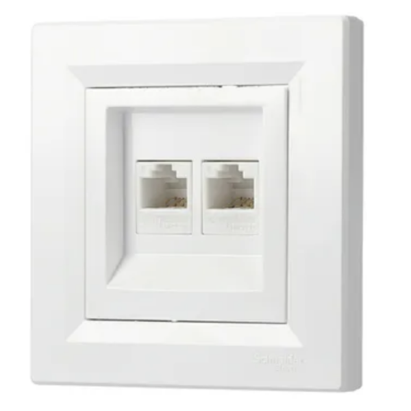 Schneider Asfora - Netzwerkdose - ISDN-Dose CAT6 2xRJ45